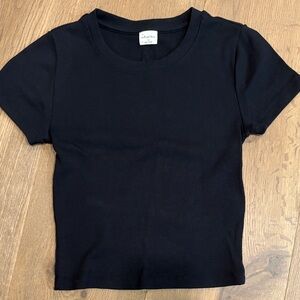 ARITZIA WILFRED Black Rib Crop Tee